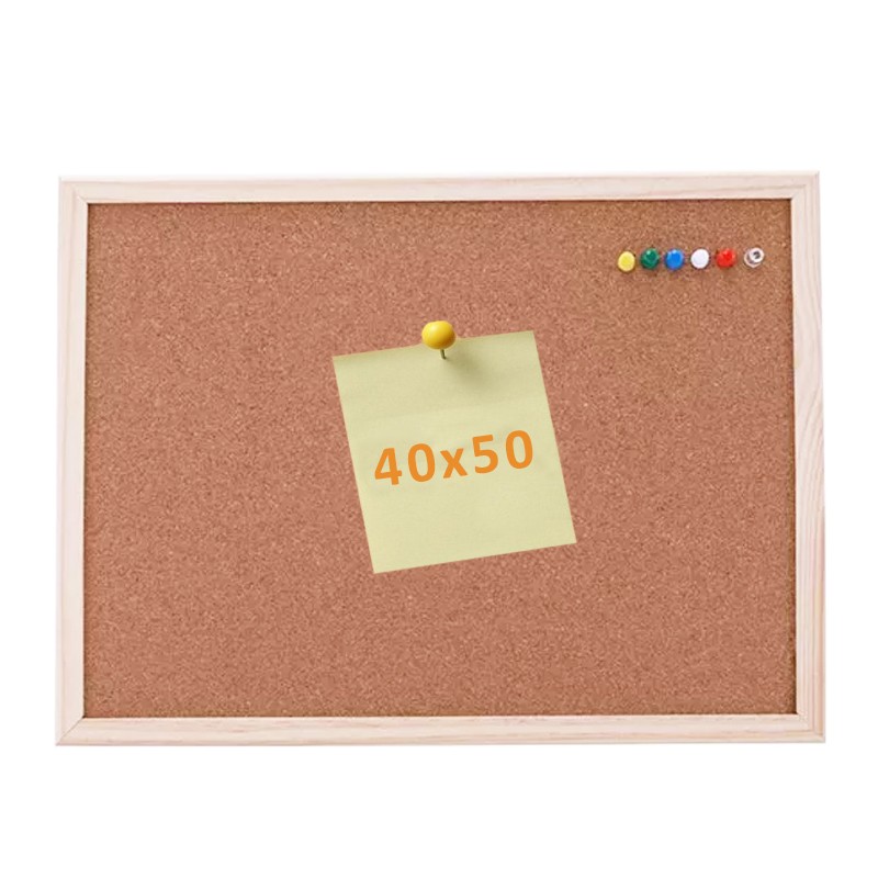 Panou din pluta 40x50cm, rama lemn, fixare pe perete, 5 ace colorate - imagine 7